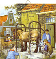 Dutch Tile, Color Blacksmith & Children