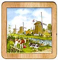 Ceramic Trivet, Color Windmill, 7.5