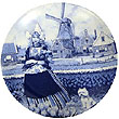 Decorative Plate, Delft Blue Tulip Girl 8.25D
