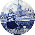 Delft Blue Decorative Plate - Tulip Girl 9.25D