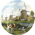 Color Decorative Plate - Three Windmills with Calves 9.25D