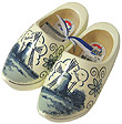 Blue Wooden Clog Shoes, Adults Size 7-8