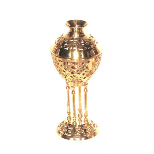 Indian Brass Filigree Candleholder, 11H