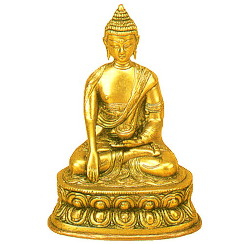 Buddha Shakyamuni, Gold Brass, 8H