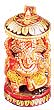 Indian Wooden Painted Ganesh, Round, 4H