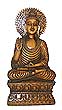Indian Sitting Buddha Wooden Stained Statue, 8H