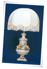 Capodimonte lamp and shade with column and classic capodimonte flowers