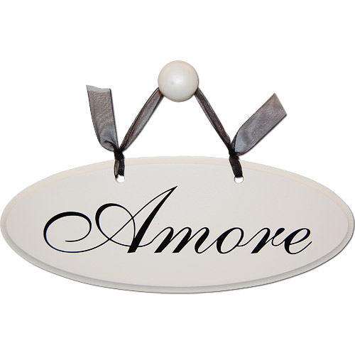 Amore / Love Wooden Sign - Cream Color, 9L