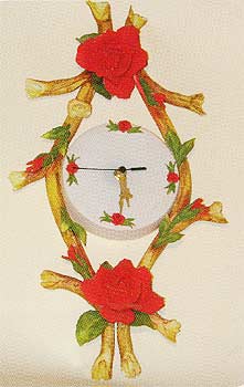 Italian Capodimonte - 17 x 9 Red Rose Wall Clock