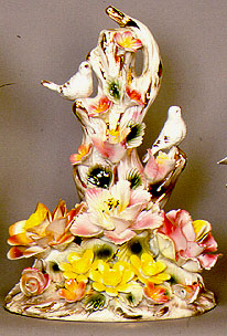 Italian Capodimonte Flowers - 15 Flower Branch w/ Doves