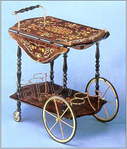 Walnut Tea Cart w/Mandolin Design