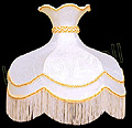 Lamp Shade, 16D Round White Shade w/ Fringe