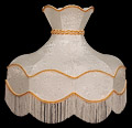Lamp Shade, 22D Round Cream-Color Shade with Fringe