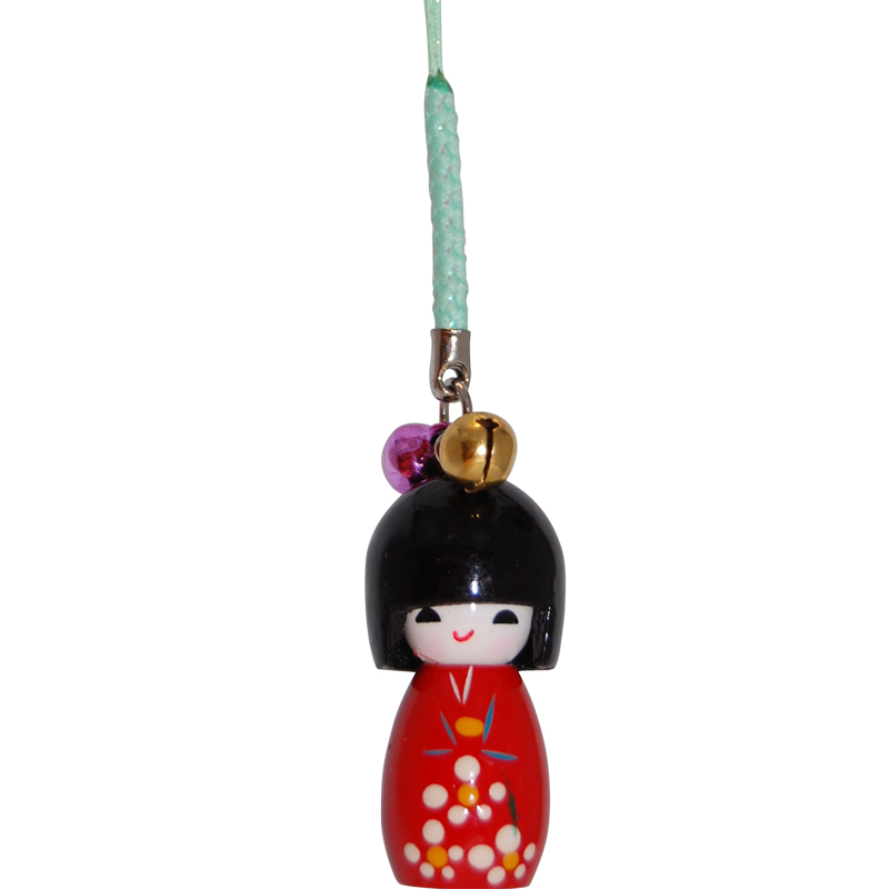 Wooden Kokeshi Doll Charm - Red