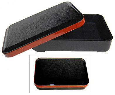Small Bento Box w/ Red Trim - Black, 7x5