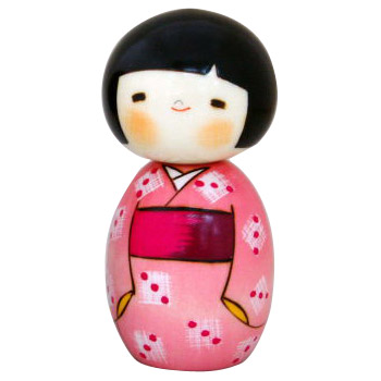 Kokeshi Doll, Young Lady in Summer Cloth, 4.8H