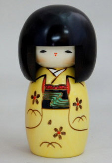 Kokeshi Doll, Osanago (Yellow) 5.2H
