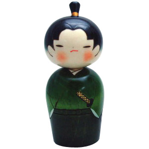 Young Samurai Kokeshi Doll, 5.5H