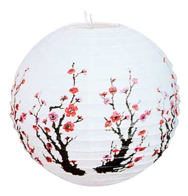 Paper Lantern, Cherry Blossom on White, 16D