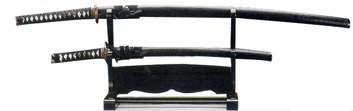 Samurai Sword w/ Wooden Stand - Black