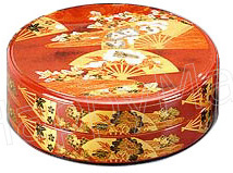 2-Tier Red Lacquer Tray, 11.5 Diameter
