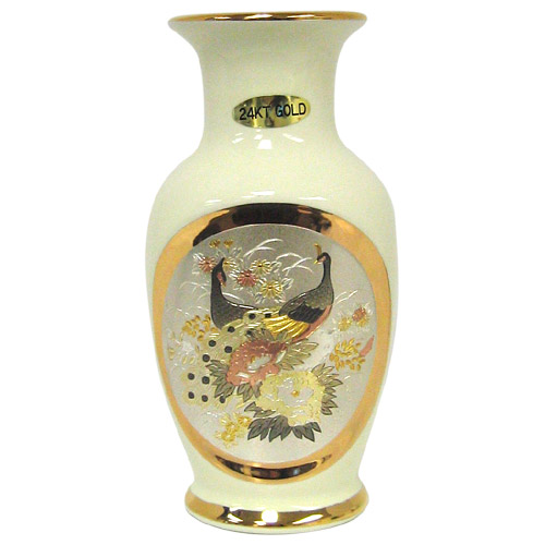 Peacock Theme, Ivory 6 Chokin Vase