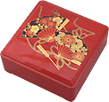 Red Lacquer Stack Box with Fans, 5-1/4W