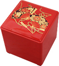3 Tier, Red Lacquer Stack Box with Fans, 5-1/4W