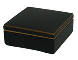 1 Tier, Black & Gold Lacquer Stack Box w/ Red Interior, 7-1/2 W