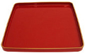 Elegant 14 Square Lacquer Tray in Brick Red with Gold Accents