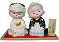 Hakata Wedding Dolls, Wedding Couple Sitting 5-1/2H