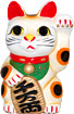 White Color, Maneki Neko Lucky Cat w/ Left Hand Raised, 6