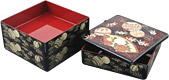 Black Lacquer Stack Box w/ Temari Ornament, 7-3/4 W