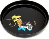 11.75D Black Round Lacquer Tray w/ Grapes