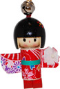 Wooden Lucky Charm, Doll with Red Wooden Shoes