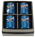 4 Tea Cups/Set 3.5H, Dragonfly on Cobalt Blue
