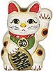 White Color, Maneki Neko Lucky Cat w/ Left Hand Raised, 6