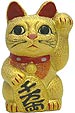 Gold Color, Maneki Neko Lucky Cat w/ Left Hand Raised, 6