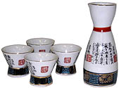 Sake Set - 1&4, Kutani Poem