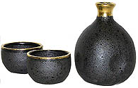 Sake Set - 1&2, Black & Gold