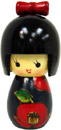 Kokeshi Doll, Girl with Bow, 5.25
