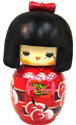 Kokeshi Doll, Red Kimono with Flowers, 5