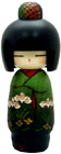 Kokeshi Doll, Elegant Lady in Green Kimono, 8