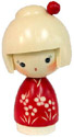Kokeshi Doll, Young Girl in Red, 4.75