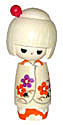 Kokeshi Doll, Young Girl in White Kimono, 6.5