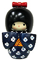 Kokeshi Doll, Young Lady in Blue Kimono , 6.5