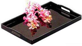 19 Rectangular Black Lacquer Tray