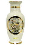 Peacock Theme, Ivory 8 Chokin Vase