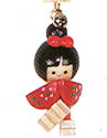 Wooden Lucky Charm, Doll with Red Bow