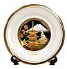 Pagoda Theme, Black on White 8 Chokin Plate
